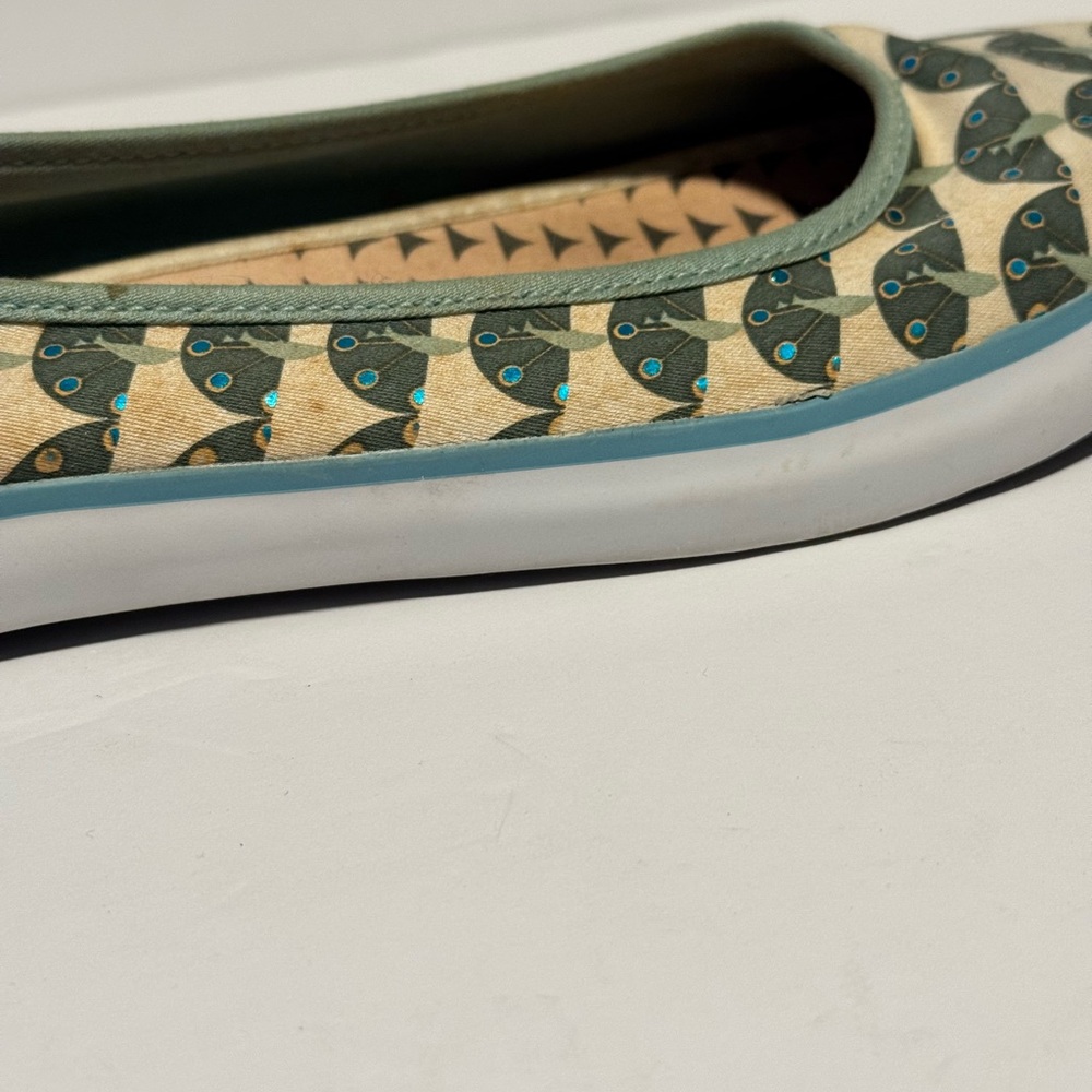 Keds ELEANOR Women's 9.5 Low Flat Slip-On Blue/Brown Peacock Shoes - Picture 10 of 11